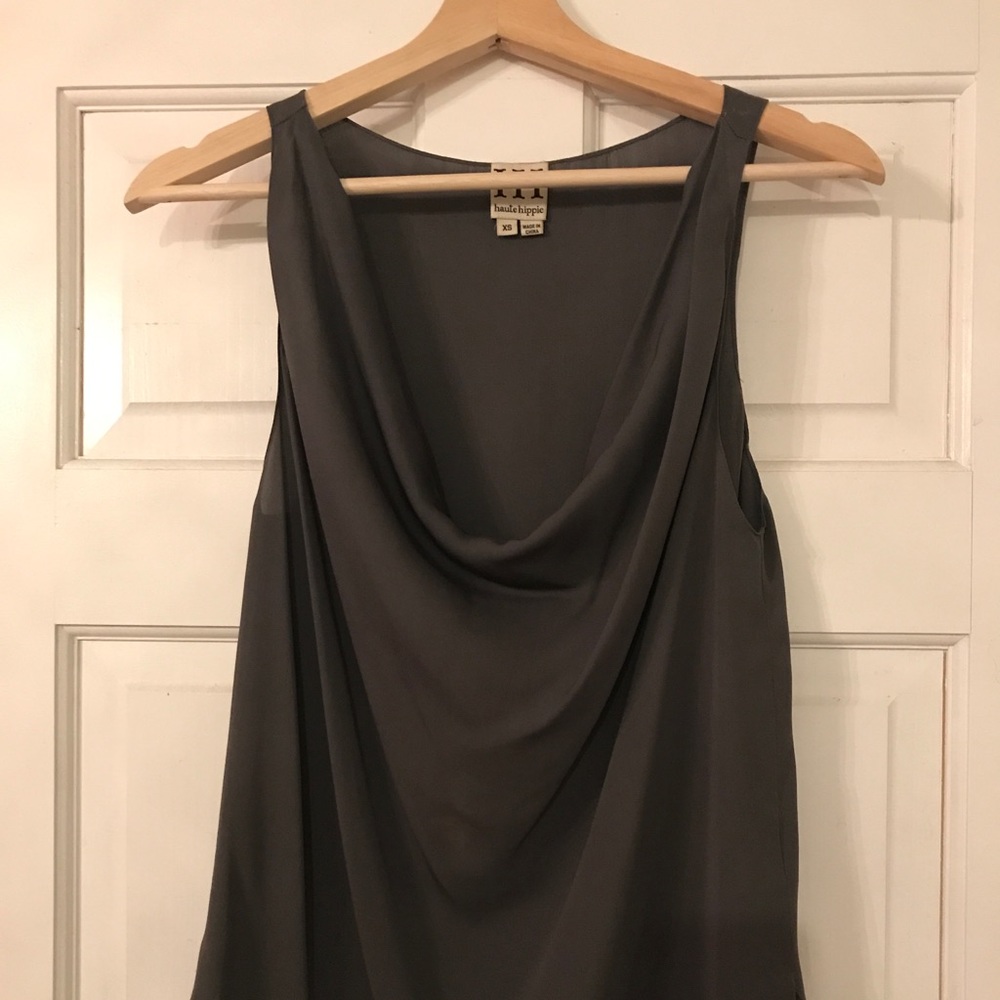Cowl neck silk tank top